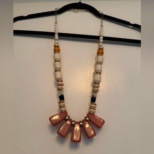 Elegant Coral and White Beaded Necklace